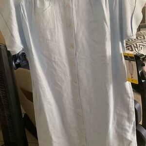 Light Blue women’s linen button down dress